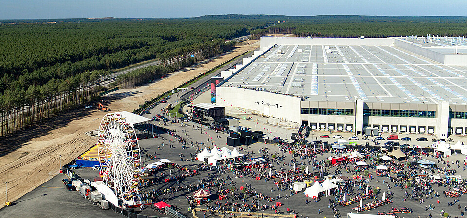 The opening of the Tesla factory in Brandenburg near Berlin, surrounded by pine forests Pine forest makes way for the Tesla gigafactory