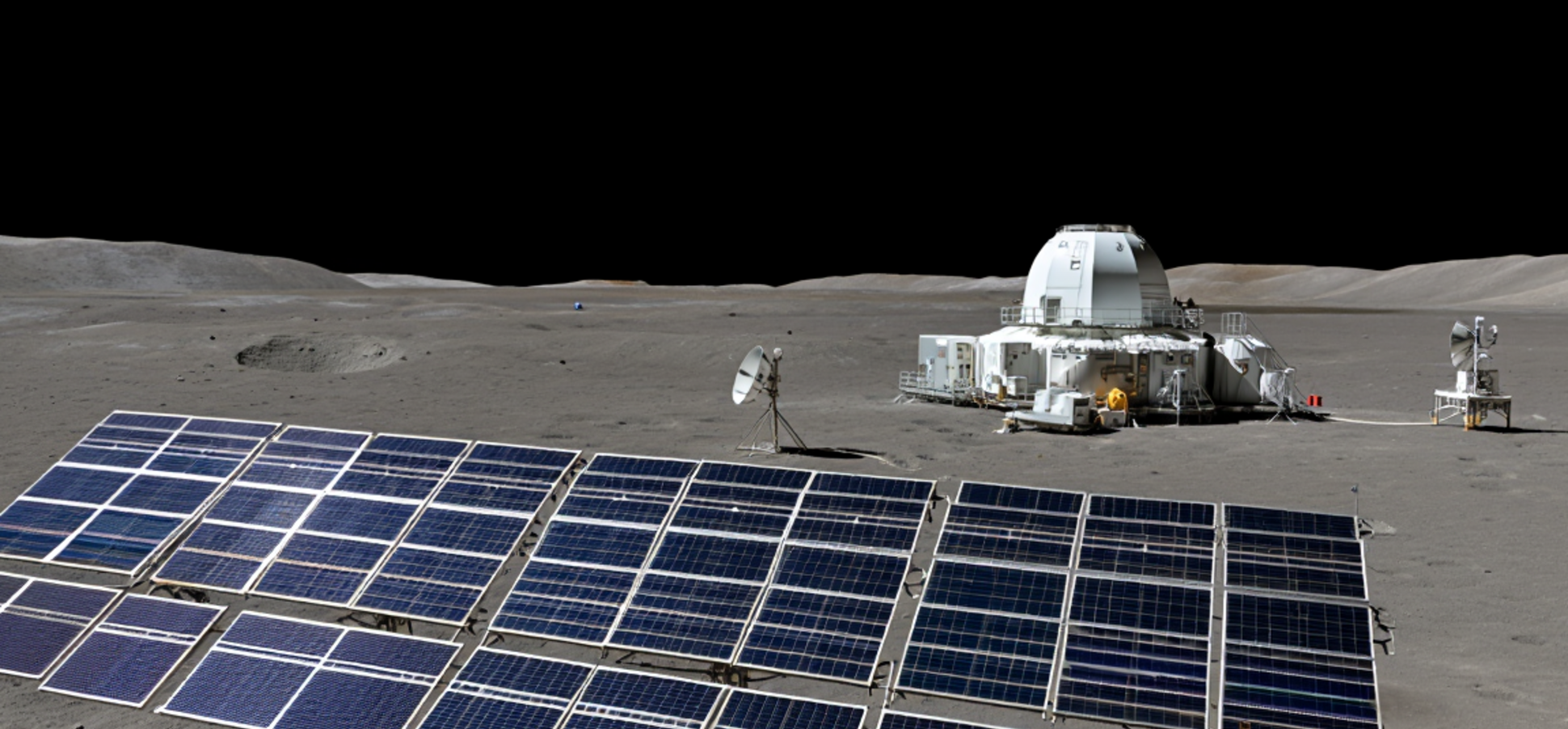 moon base with solar cells