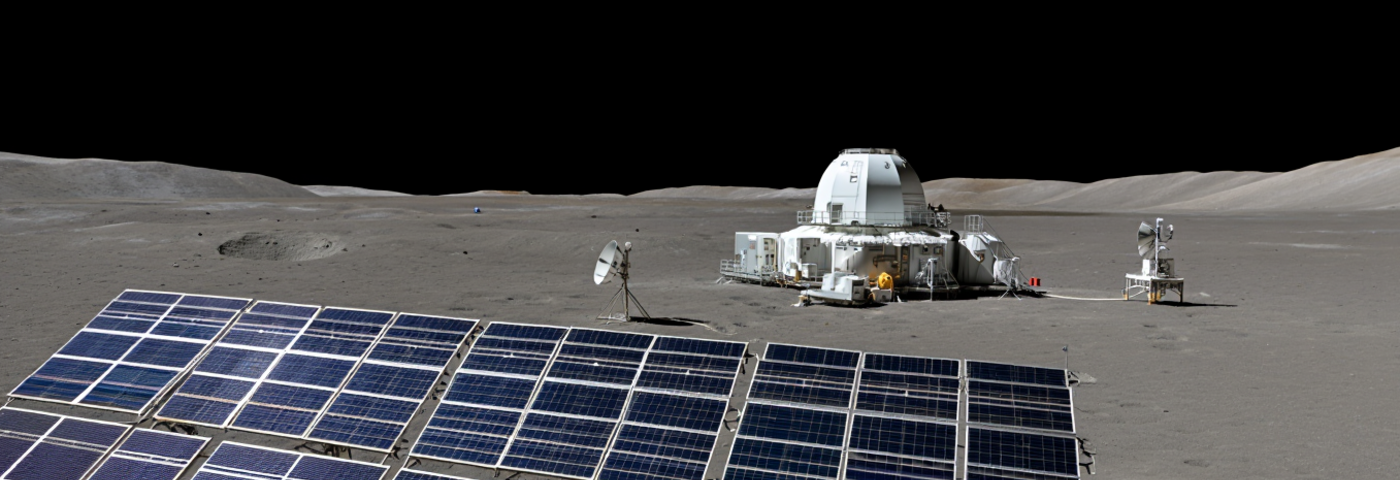 moon base with solar cells