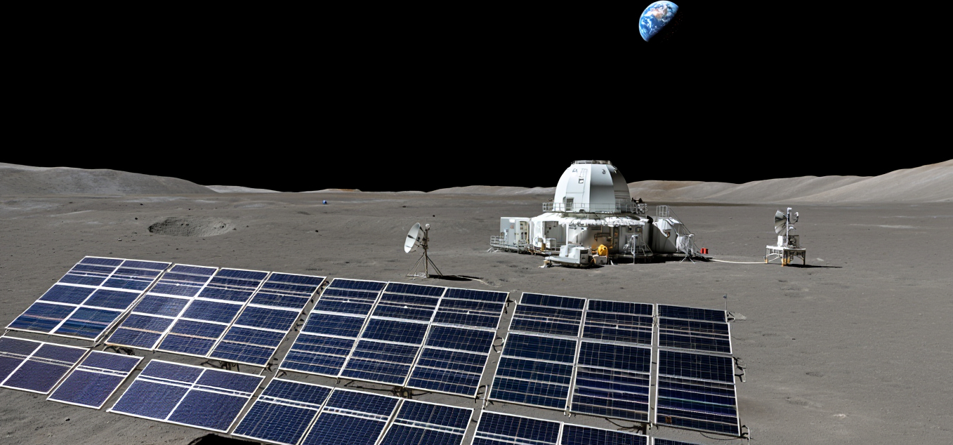 moon base with solar cells