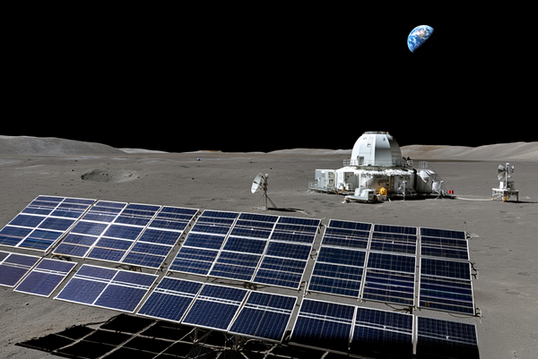 moon base with solar cells