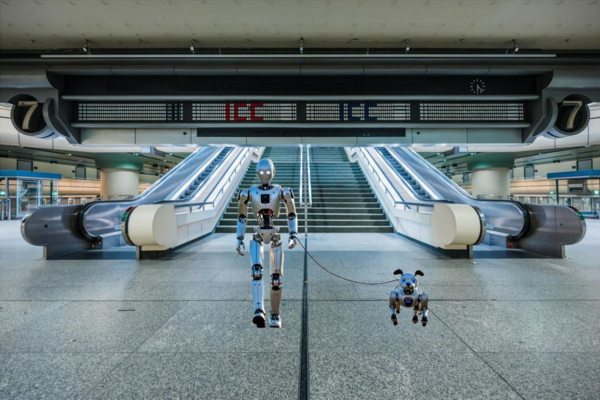 Robot with robot dog in the ICC Berlin