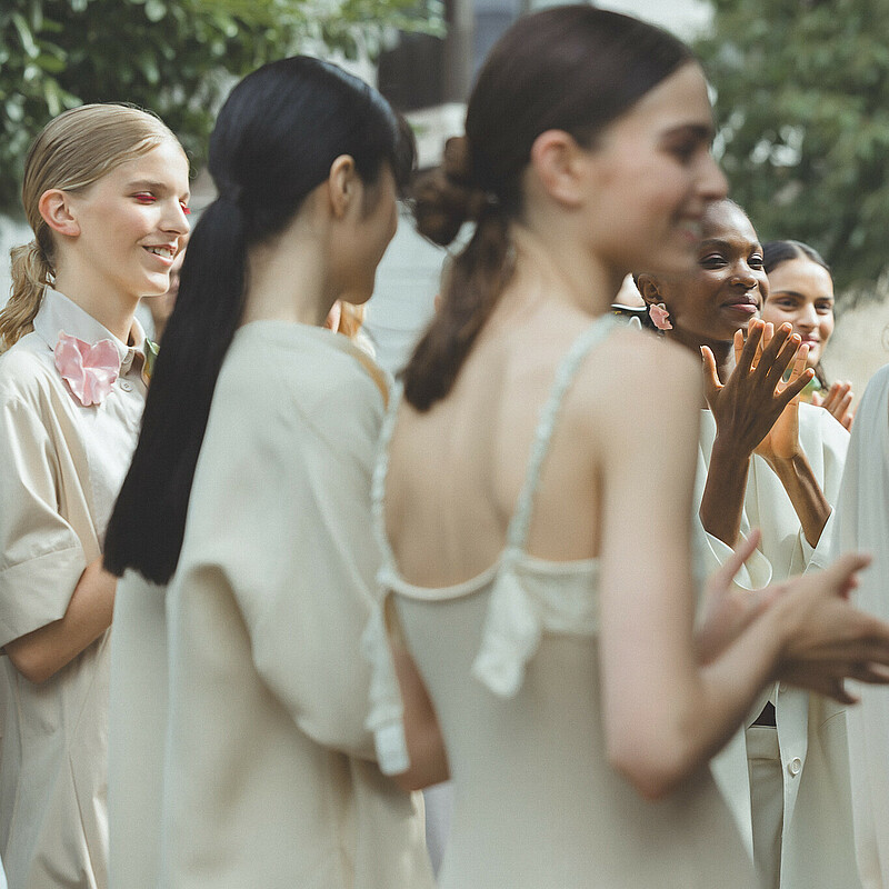 Backstage elegance at the Berlin Fashion Week Waiting to taxi – models ready for the runway at Berlin Fashion Week
