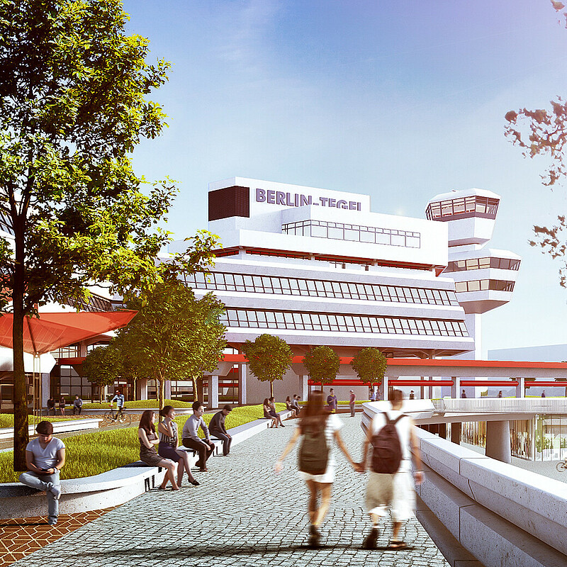 The iconic former Tegel airport building is now heart of an ambitious sustainable development project. Where once planes took off, now careers and businesses flourish. Working and studying at Berlin Tegel.
