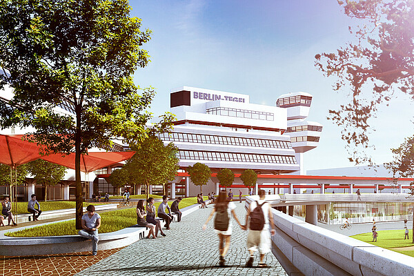 The iconic former Tegel airport building is now heart of an ambitious sustainable development project. Where once planes took off, now careers and businesses flourish. Working and studying at Berlin Tegel.
