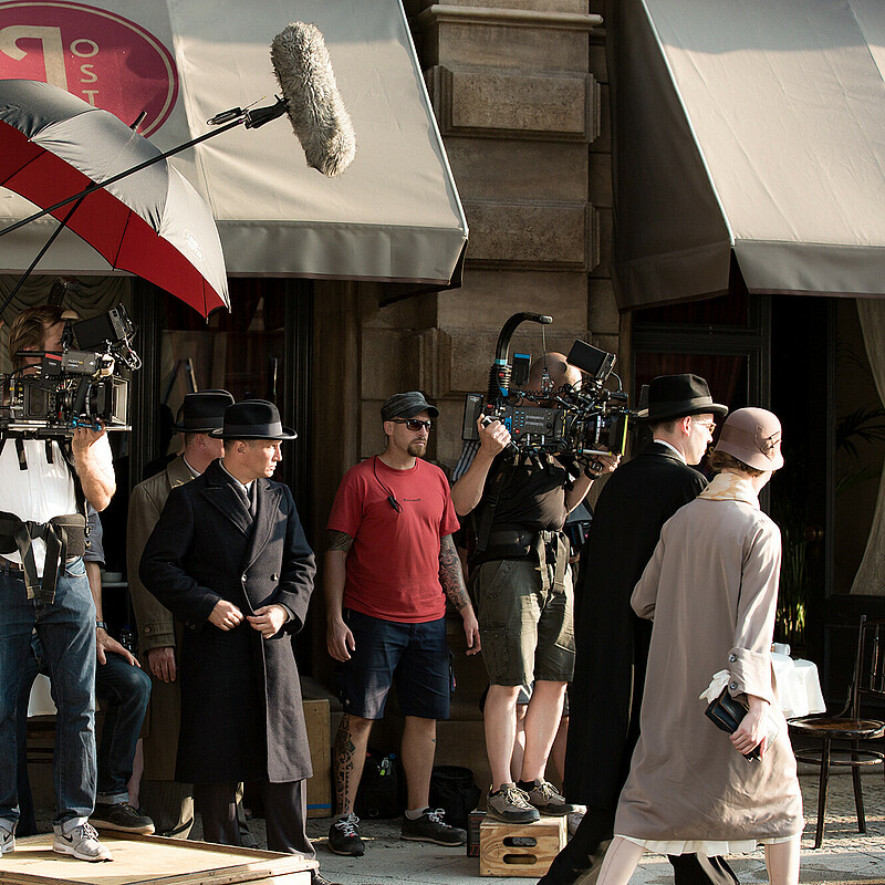 And … action! Shooting in Berlin. A scene from Babylon Berlin shot on location in Berlin.