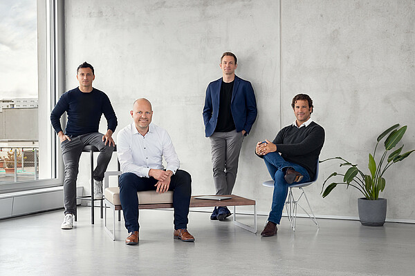 Nicer than repo-men – the team behind PAIR Finance make debt collection friendly. (Stephan Stricker second from the left) Offering a smart digital solution to claims management: PAIR Finance.