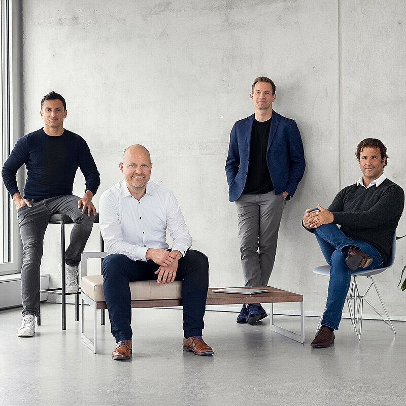 Nicer than repo-men – the team behind PAIR Finance make debt collection friendly. (Stephan Stricker second from the left) Offering a smart digital solution to claims management: PAIR Finance.