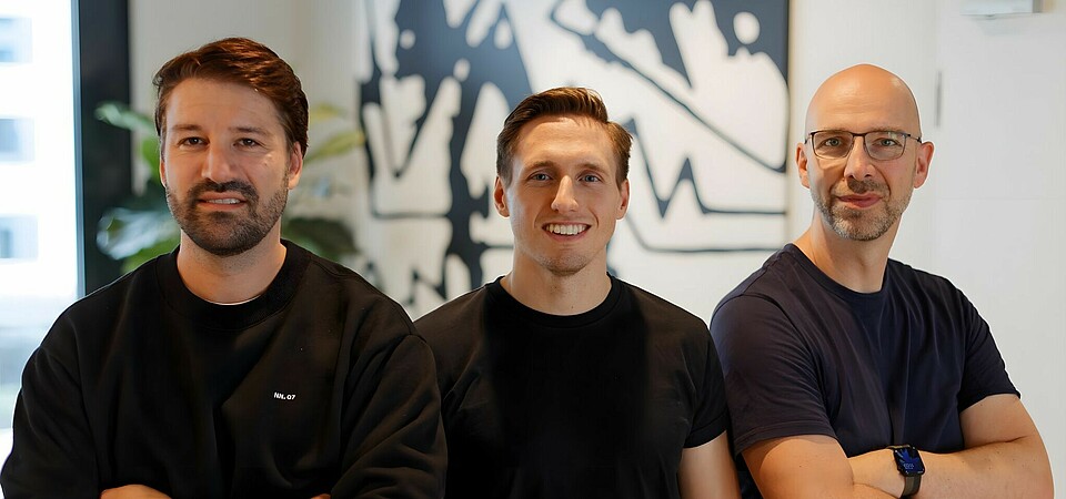 The founders: Dr. Frederic Münch (CPO/CMedO), Gerrit Glass (CEO), Frank Krüger (CTO) The founders: Dr. Frederic Münch (CPO/CMedO), Gerrit Glass (CEO), Frank Krüger (CTO)