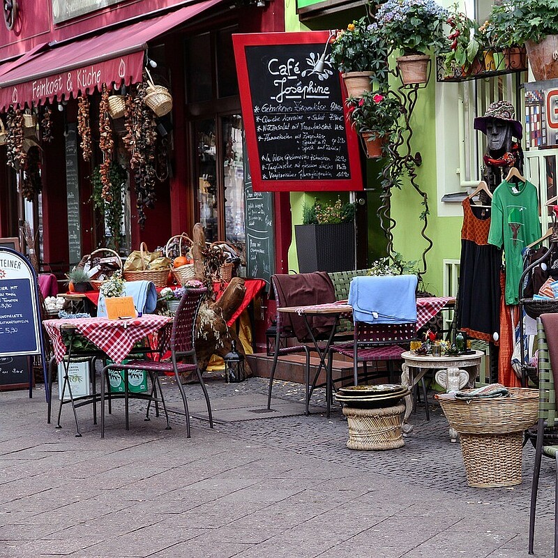 Bergmannstrasse in Kreuzberg district - a symbol for the multicultural Berlin 